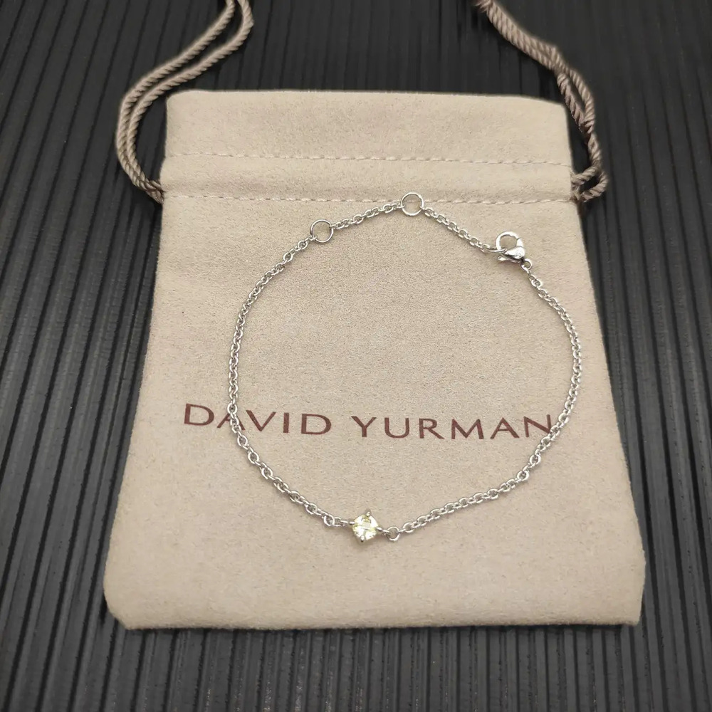 David Yurman Silver Solo Yellow Diamond Bracelet